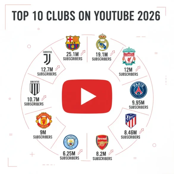Top 10 Football Clubs with Most Fans on YouTube in 2026