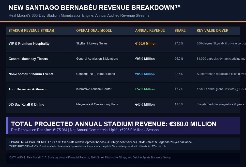 New Santiago Bernabéu Revenue Breakdown Infographic
